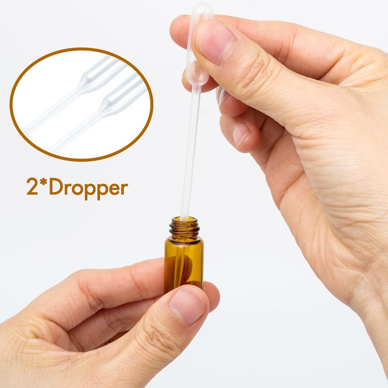 ZEJIA 3ml Roller Bottles 12Pack Amber Thick Glass Essential Oil