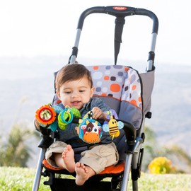 Infantino Stretch & Spiral Activity Toy - Textured Play Activity Toy for Sensory Exploration and Engagement, Ages 0 and Up, Blue Farm