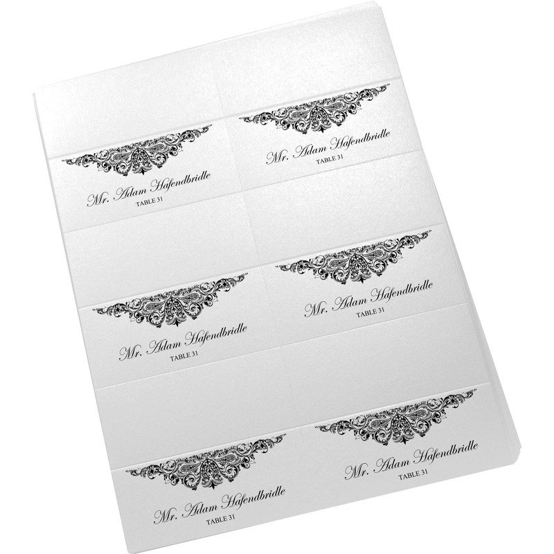 Paisley Printable Place Cards, Black (Choose Color), Set of 60