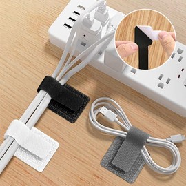 IFNOW 60 Pack Hook and Loop Cable Ties - Reusable Self-Adhesive Organizers for Under Desk Cord Management, Desk Wire Organizer (3.6x1.2in, Gray)