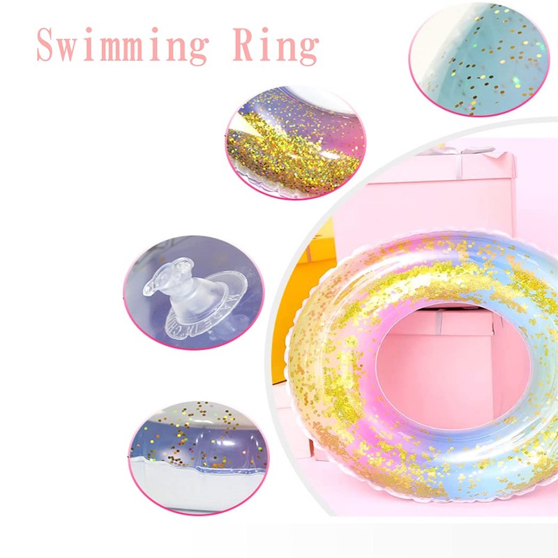 HappyHome Float Ring for Kids, Includes Glitter, Cute, Glitter, Rainbow,