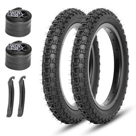 MOHEGIA Kids Bike Tires Replacement Set: 2-Pack 12-1/2-Inch x 2-1/4 Inch (12.5x2.125 inch) Folding Bicycle Tires and Pair 12.5-inch Inner Tubes Schrader Valve with Tire Levers