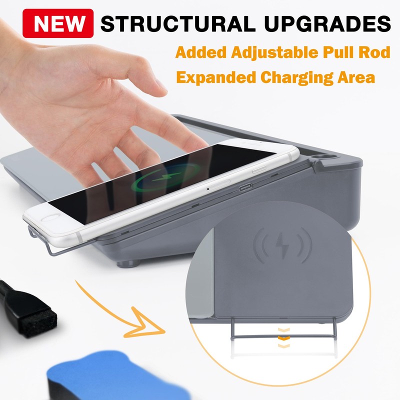 SELEAD Desktop Glass Whiteboard with Wireless Charger Station, Dry Erase