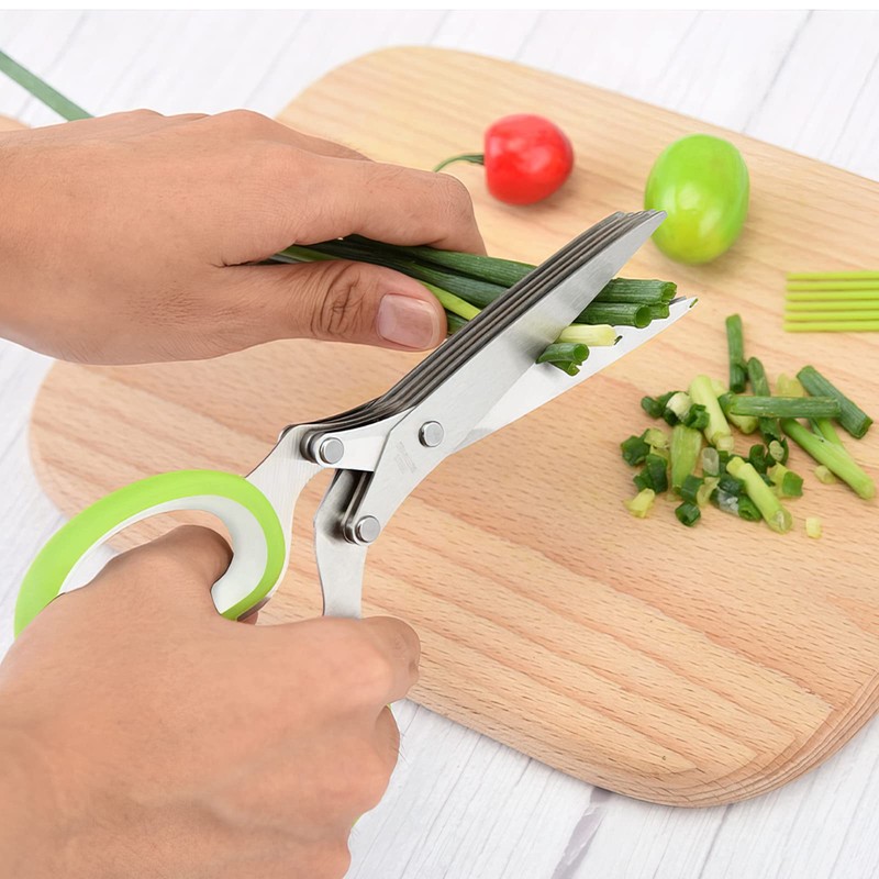 Herb scissors, Multipurpose Cutting Shears with 5 Blade Kitchen Salad