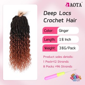 Crochet Hair for Women Deep Faux Locs Crochet Hair Perfect for Daily Wear or Events Crochet Locs for Women Soft Locs 18 Inch 8 Packs Ombre Ginger Color