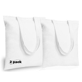FIPDNUY White Canvas Tote Bag,Lightweight Reusable Grocery Bags - Spacious & Lightweight, Multipurpose for DIY, Advertising, Promotion,Gift,Activity - 2 Pack