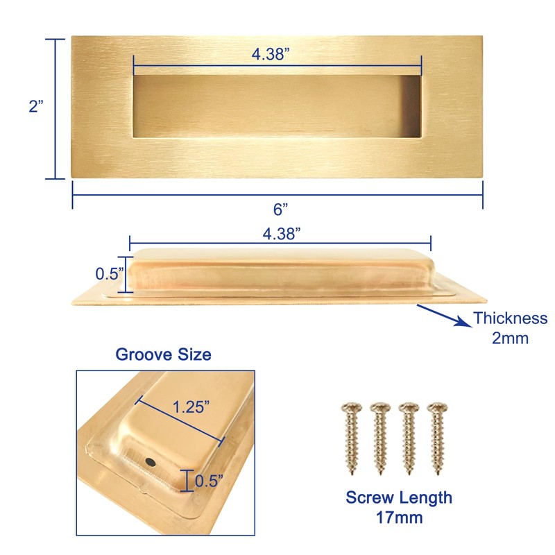Hadnles Recessed Finger Flush Pulls - Fit Wardrobe, Pocket, Sliding