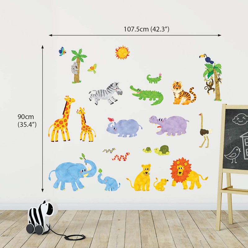 DECOWALL DW-1513N Jungle Animals Jungle Animals Wall Sticker Wall Decoration