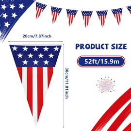 58Ft USA Flag Pennant Banner 4th of July American Flag Banner, Red White Blue Stars and Stripes Pennant for Courtyard Independence Day Patriotic Party Decorations