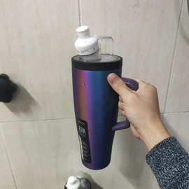 Funnacle Tumbler Adapter for BrüMate Era 40 oz With Integrated cartridge Lid｜BrüMate Era tumbler adapter with straw Fits BrüMate Era 40 oz Tumblers (Transparent & Black Gasket)