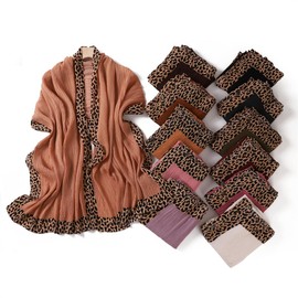 Premium Soft Hijab Head Scarf for Islamic Muslim Hair Wraps Women Lightweight Scarves Crepe Shawl Wrap (leopard black)