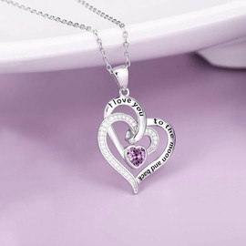 I Love You to the Moon and Back Heart shape Pendant Necklace Cute Butterfly Ladybug Charms Love Necklace for Women-Heart shape