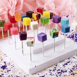 Hard Candy Cube Lollipop Suckers: Individually Wrapped Flavored Sucker Pack by Espeez - Old Fashioned Square Party Pops in Bulk - Wild Cherry, 48 Count