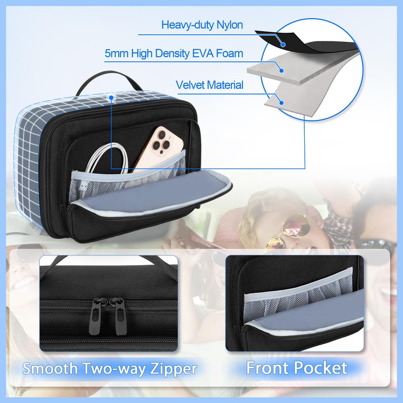 CURMIO Travel Sunglasses Storage Bag, Portable Glasses Box with Removable