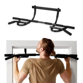 SPRI Pull Up Bar - 12-Grip Door Mounting Pull-Up Bar for Versatile Workouts - Rugged Steel with Foam Handles - Supports 300 Pounds - Fits Door Frames Up to 32 in. Wide - Black