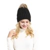 GanJingRen Women's Faux Fur Pompoms Lined Thick Knitted Warm Winter