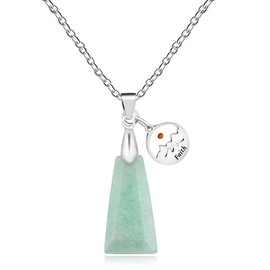 Oneress Collar con colgante trapezoidal de piedra natural con dijes redondos de semillas de mostaza de montaña, regalos de joyería inspiradora para mujeres, Mediano, Acero inoxidable, Sin piedra