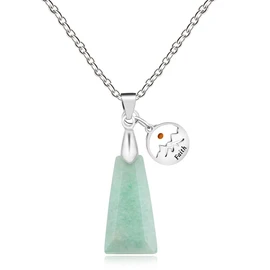 Oneress Collar con colgante trapezoidal de piedra natural con dijes redondos de semillas de mostaza de montaña, regalos de joyería inspiradora para mujeres, Mediano, Acero inoxidable, Sin piedra