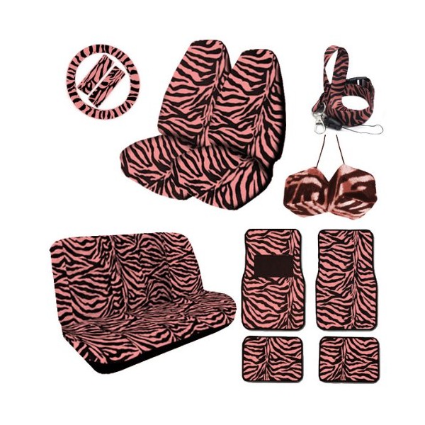 A Complete Animal Print Seat Cover and Accessories Set 2