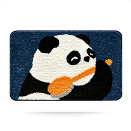 Cute Panda Bathroom Rugs Adorable Animal Bath Mat Cartoon Floor Mats, Non Slip Extra Absorbent Soft Bath Rug, Machine Washable, Bathtub Carpet Shower Indoor Area Use (20" x 31", Bathing)
