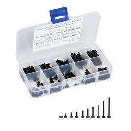 300pcs M2 x 3-20mm 12.9 Grado Hexagonal Negro Tornillo Tornillo y Tuerca Kit Aleación de Acero Botón Tornillos de Cabeza Hueca