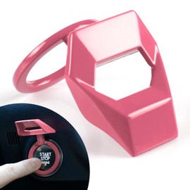 SINGARO Universal Engine Start Stop Button Cover, Car Power Control Zinc Alloy Trim, One Button Start Button Cover Interior Accessories（Pink）