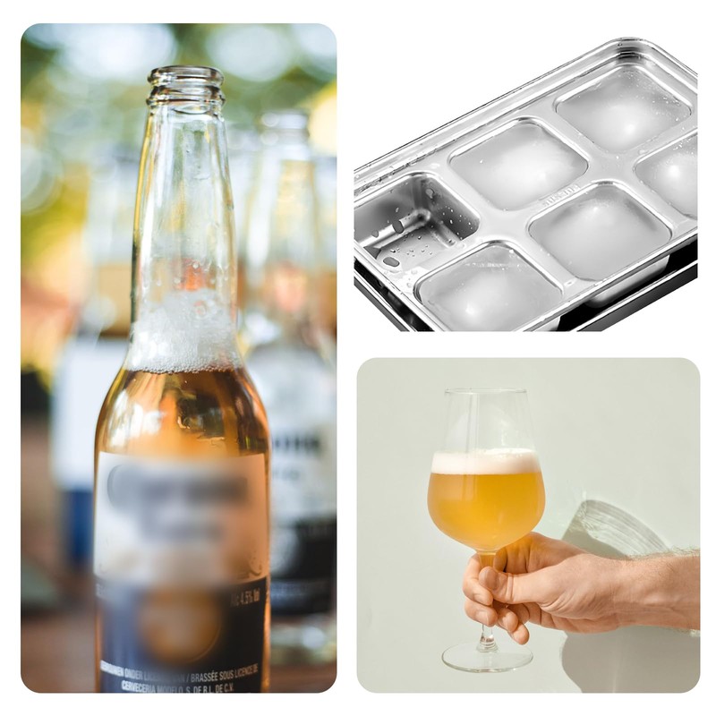 Adorila Stainless Steel Ice Cube Trays, Ice Cube Container with