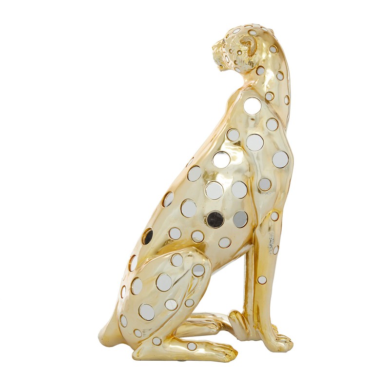 Deco 79 Polystone Leopard Sculpture, 7" x 9" x 16",