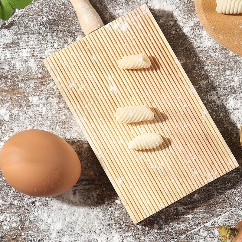 2Pcs Stable Pasta Maker Gnocchi Board Smooth Ergonomic Wooden Butter