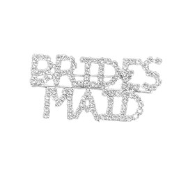Rhinestone Bride Brooch Pin for Women Girls Fashion Crystal Letter Wedding Bouquet Brooches Lapel Pins Delicate Dress Accessories Jewelry Gift for Bachelorette & Bridal (Bridesmaid)