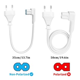 BlueXP Power Cable Power Cable 35 cm and 50 cm Power Cable Audio Compatible with Sonos Play Cable for Connecting Various 2-Pin 90 Degree Right Angle Cable Sonos Play Cable White