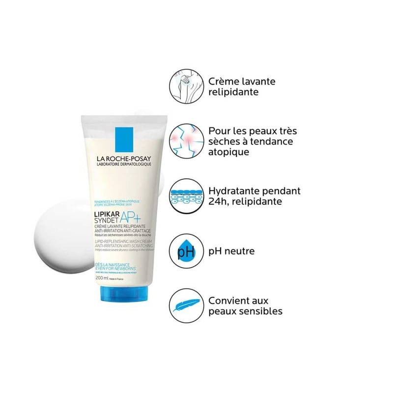 Roche Posay Lipikar Syndet AP+ Reinigungs-Cremegel, 200 ml