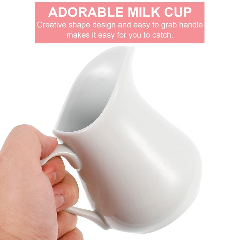 White Ceramic Creamer with Handle Coffee Milk Creamer Pitcher Serving