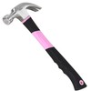 FASTPRO Pink Hammer, Fiberglass Curved Claw Hammer with Comfort Grip