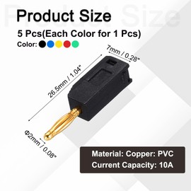 MECCANIXITY 5 Pcs 2mm Banana Plugs, 10A 7mm OD 26.5mm Length Speaker Wire Cable Plugs Connectors, Banana Jack Connector for Speaker Wire Audio Cable, 5 Colors