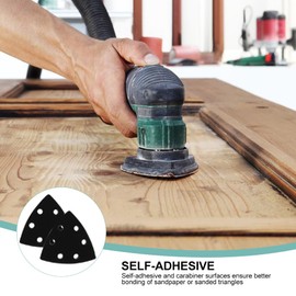 2 x Replacement Velcro Protective Pad for Delta Sander, Sanding Plate, 93 x 93 x 93 mm, 6-Hole, Velcro Protection Pad for Better Adhesion of Sandpaper, Triangle Sander, Black + White