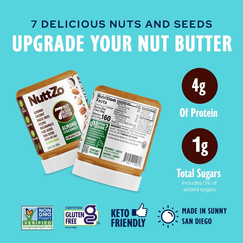 NuttZo Keto Almond Coconut - 7 Nut and Seed Butter,