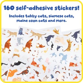 READY 2 LEARN Foam Stickers - Cats - Pack of 160 - Self-Adhesive Stickers for Kids - 3D Puffy Cat Stickers for Laptops, Party Favors and Crafts