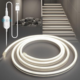 YOODI LED Strip with Motion Sensor, 2 m Cool White Light LED Strip, Flexible PVC Cuttable, Stair Lighting with 3 Modes, Sensor Strip with Timing Function for Kitchen, Bedroom, Cupboard