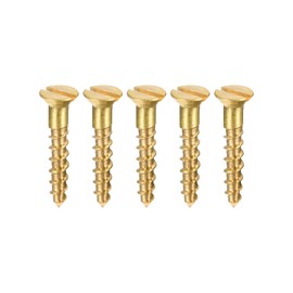 sourcing map Wood Screws M2 x 16 mm Flat Head Brass Slotted Pack of 50