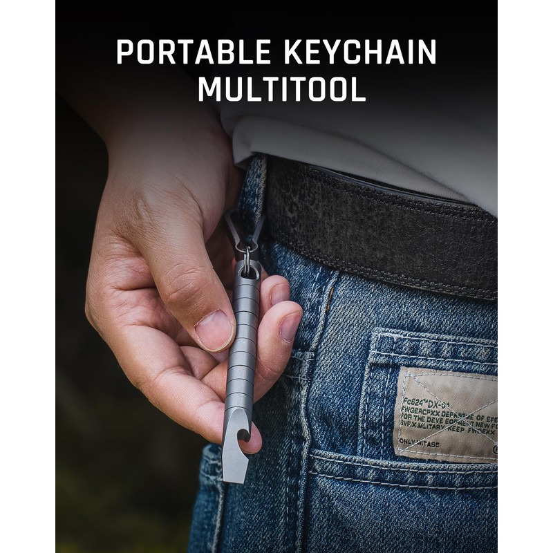 TISUR Titanium EDC Pry Bar, Keychain Prybar Multitool With Beer