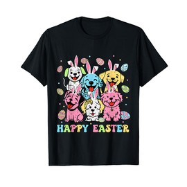 Funny Happy Easter Dog Mom Dad Dog Group Easter Day Kids Tee T-Shirt