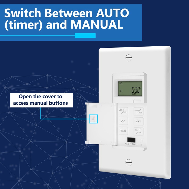 LIDER Programmable Digital Timer Switch for Lights, Fans, Motors, 7-Day