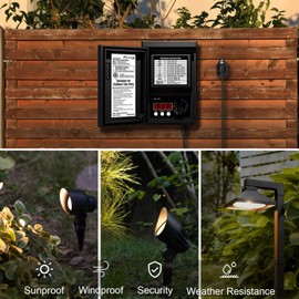 Malibu 200W Power Pack Low Voltage Transformer Outdoor Lighting Transformer with Photo Sensor and Timer, Weatherproof for Outdoor Low Voltage Landscape Light, Spotlight, Pathway Light 8100-0200-01