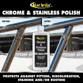 STAR BRITE Chrome & Stainless Polish - Wipe on Wipe off Shine - Marine Grade Formula Protects Against Pitting, Salt Deposits, Staining & Rust on Chrome, Stainless Steel, Copper, Tin & Brass (082708)