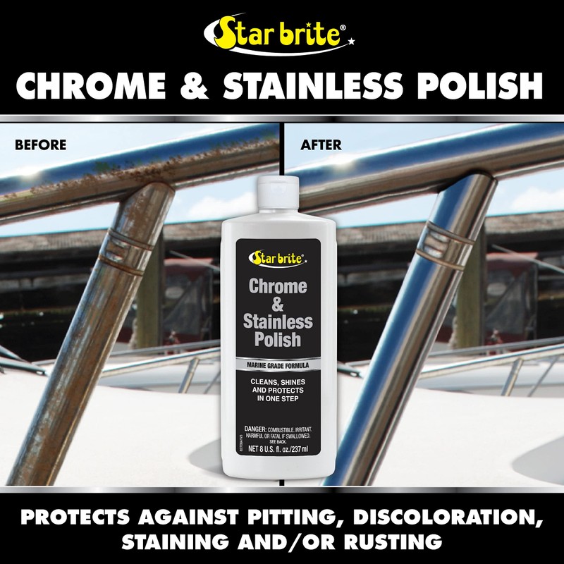 STAR BRITE Chrome & Stainless Polish - Wipe on Wipe