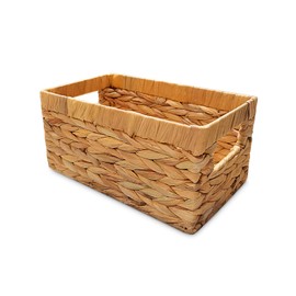 Happy Fox Woven Wicker Basket, Large Toy Storage, 11.8 * 7.1 * 5.5in Water Hyacinth Basket for Organizing Bedroom and Bathroom Items (S)