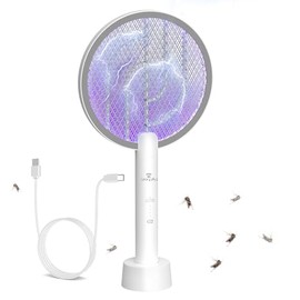 Bug Zapper Racket, 2 in 1 Mode Fly Swatter USB Rechargeable, 4000V Electric Fly Zapper with 3 Layer Safety Mesh，Electric Racket for Kitchen, Home, Garden and Outdoors