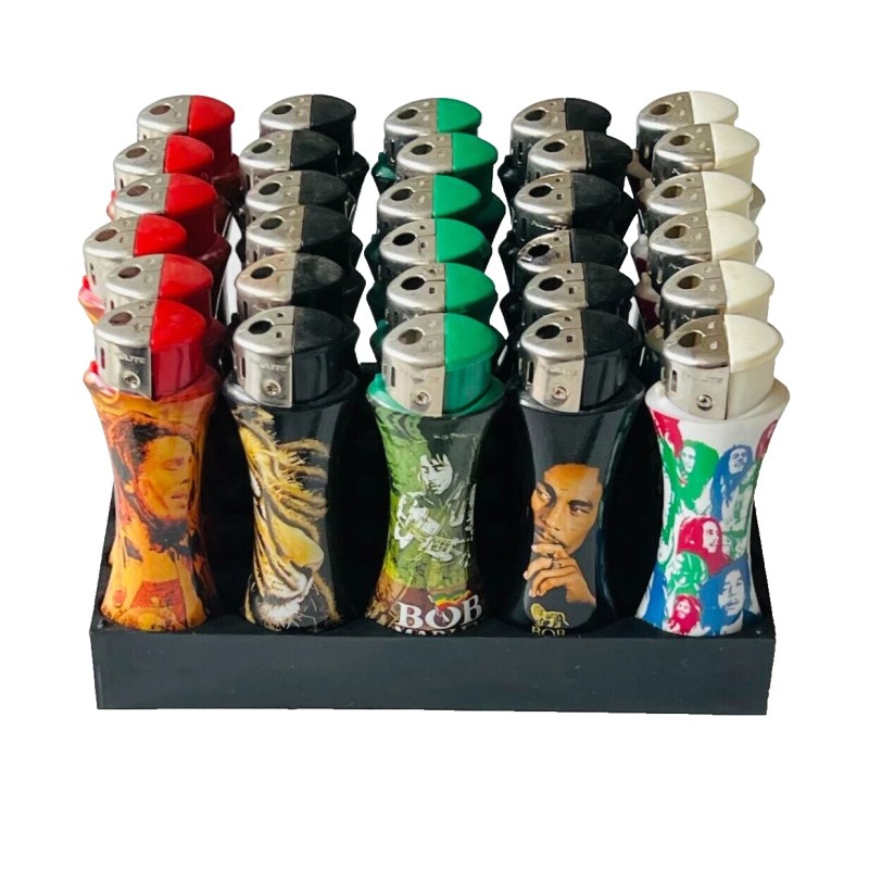 25 x BOB MARLEY CURVE LIGHTER different design Refillable Random