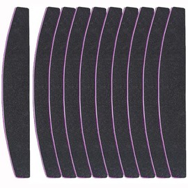 Nail Files for Acrylic and Gel Nails 10 Emery Boards for Nails, Professional Nail Files for Natural Nails, Strong Nail File, 100/180 Grit Nail File x 10, Black